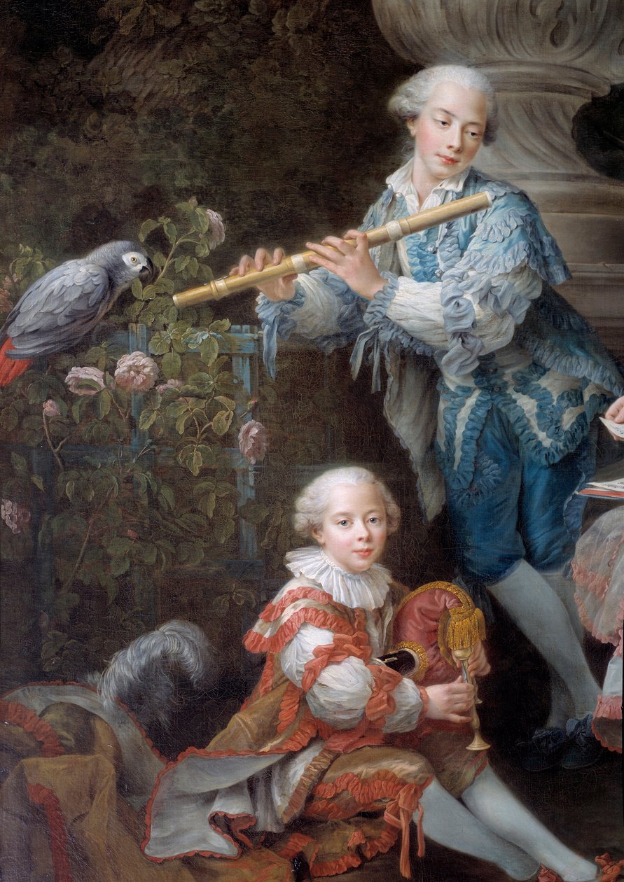 The Family of Louis Francois du Bouchet, Marquis de Sourches and Grand Provost of France (detail) by Francois Hubert Drouais