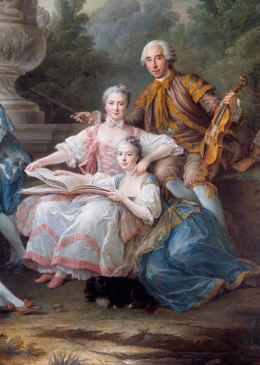 The family of Louis Francois du Bouchet, Marquis de Sourches and Grand Prevot de France (detail) by Francois Hubert Drouais