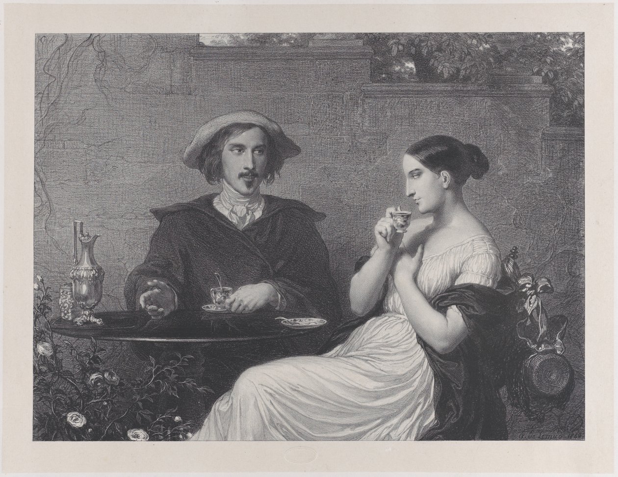 The Café, 1840 by Francois Joseph Aime de Lemud