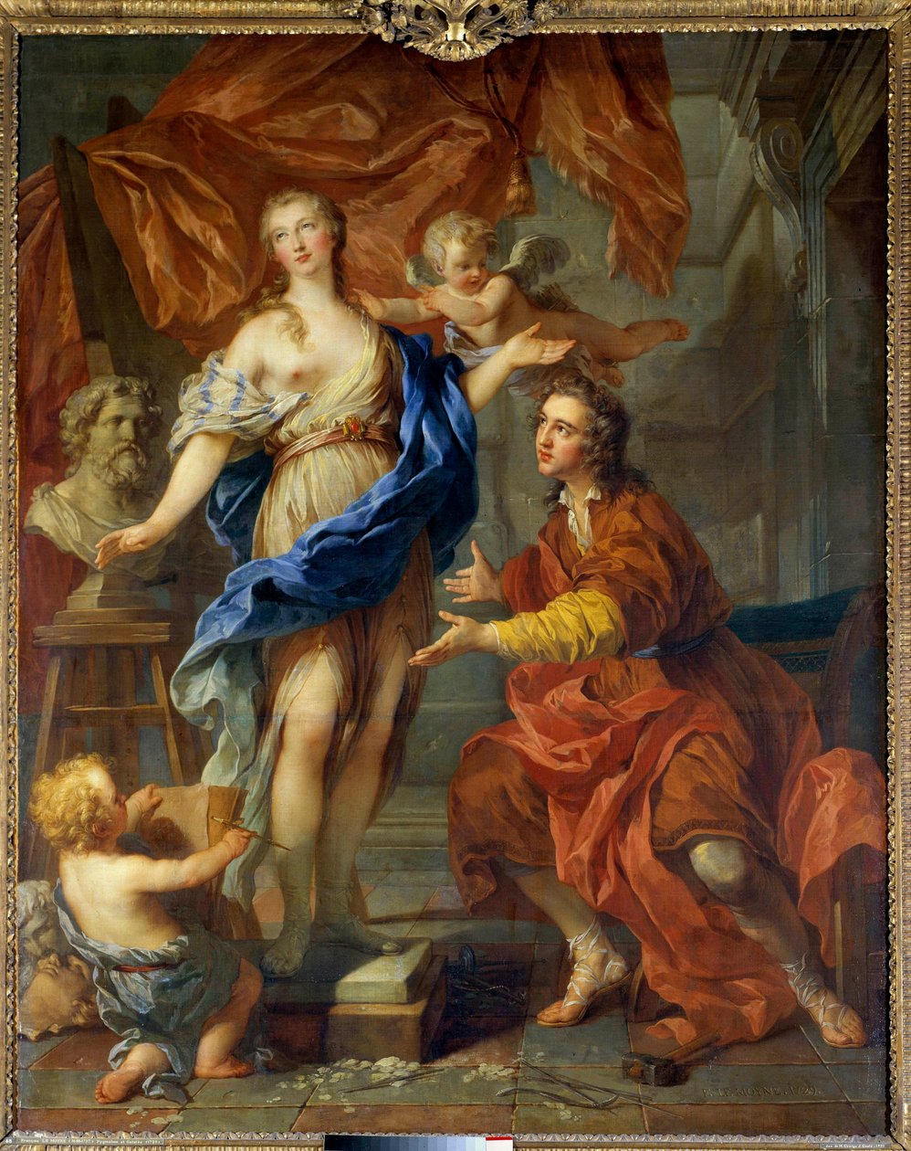Pygmalion seeing his animated statue - Painting by Francois Le Moyne ...