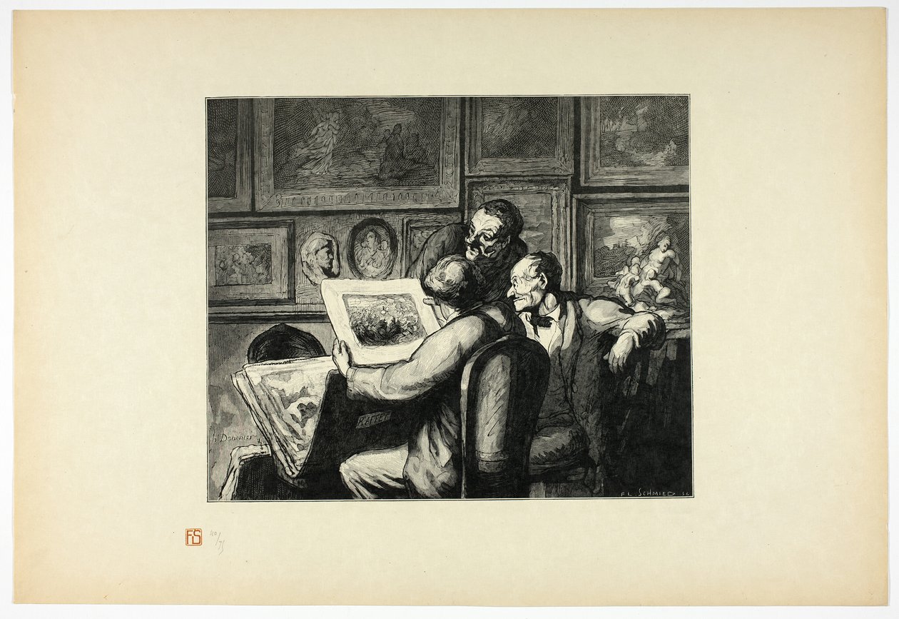 The Print Lovers, from Unique Edition of Thirty-Six Woodcuts by Francois Louis Schmied