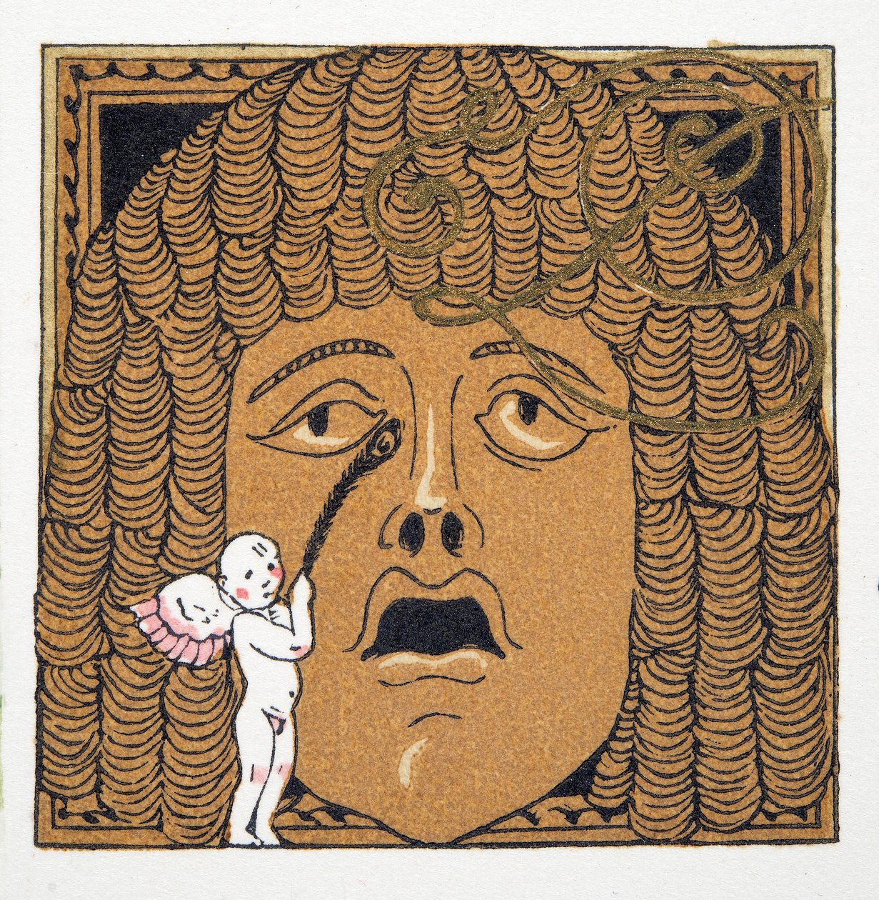 Nose being tickled by Cupid, from Personages de Comedie by Francois Louis Schmied