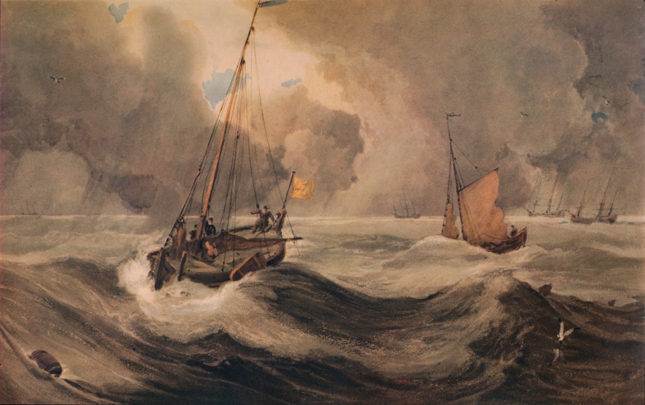 Dutch Schuyts off Flushing, 19th century, 1935 by Francois Louis Thomas Francia