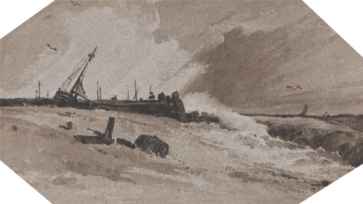 Jetty in a Storm by Francois Louis Thomas Francia