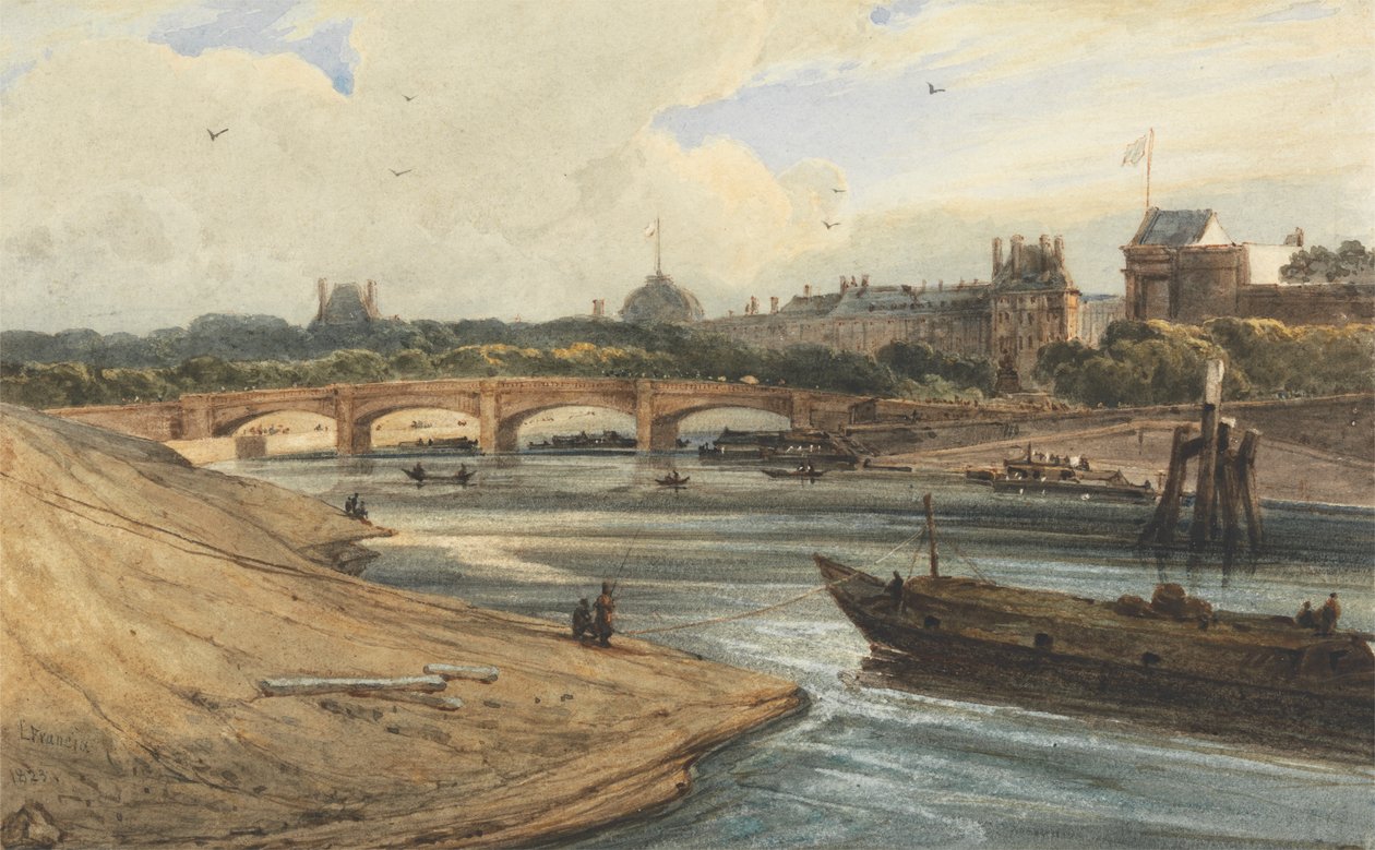 The Pont de la Concorde and Tuileries Palace from the Cours la Reine by Francois Louis Thomas Francia