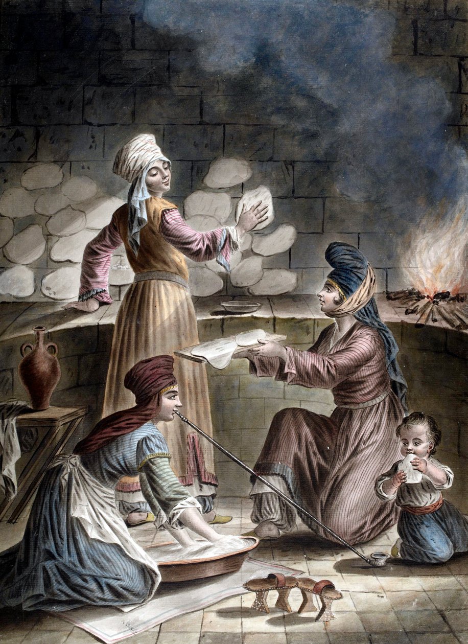 Turkish Women Bake Bread by Francois Marie Rosset