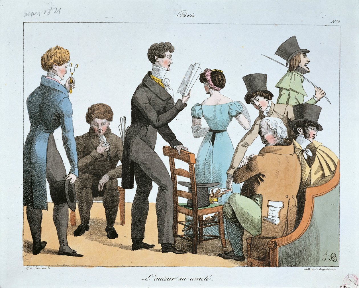 Man of letters at committee, by F.N. Martinet, engraving by Francois Nicolas Martinet