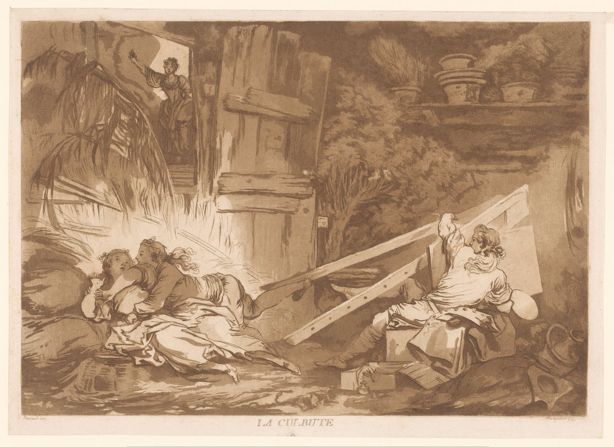 Young Stumbling Man Falls on a Woman Being Painted by Francois Philippe Charpentier