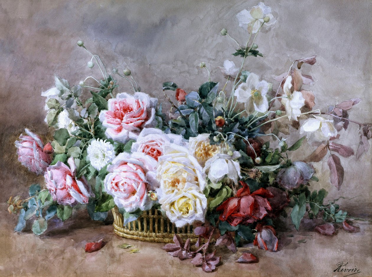 The Most Beautiful Flowers. Painting by Francois Rivoire (1842-1919) Private collection. by Francois Rivoire