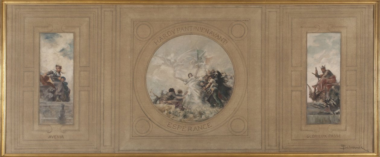 Sketch for the town hall of Pantin: Future. Hardy Pantin! Forward. Hope. Glorious past, in 1886 by Francois Schommer