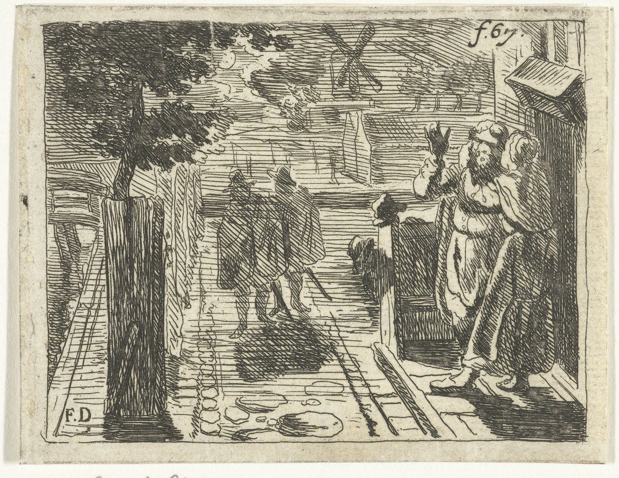 Woman Embraces Man in Front of House by Canal by Francoys Dancx