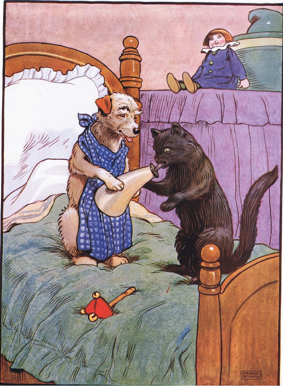 She went to the hatters to buy him a hat, when she came back he was feeding the cat by Frank Adams