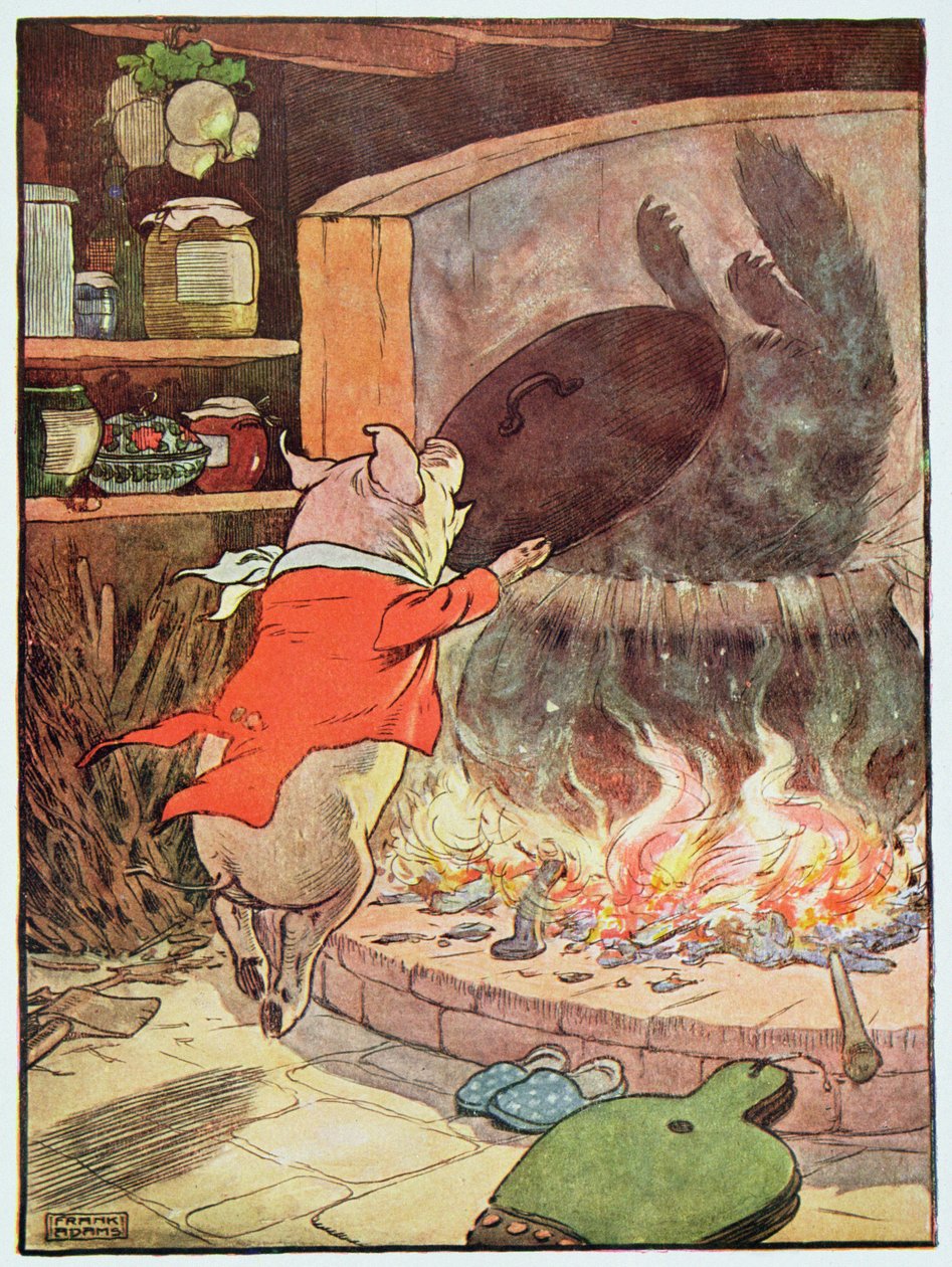 The wolf tumbled into the water with a splash, illustration from 
