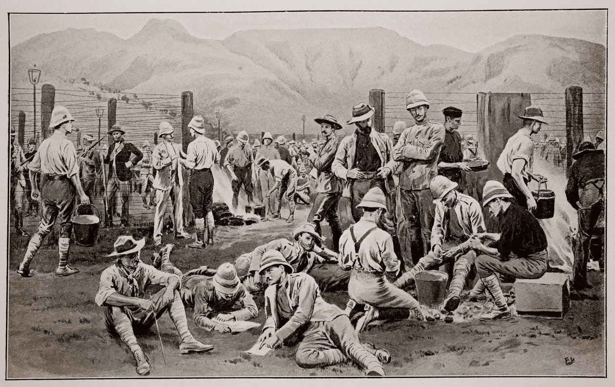 British prisoners waiting for release: The camp at Nooitgedacht by Frank Dadd