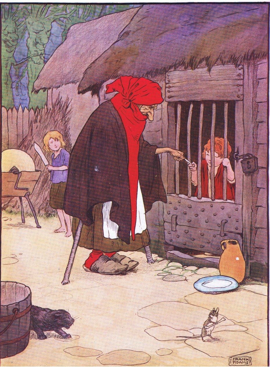 The old woman shut Hansel in a stable by Frank Adams