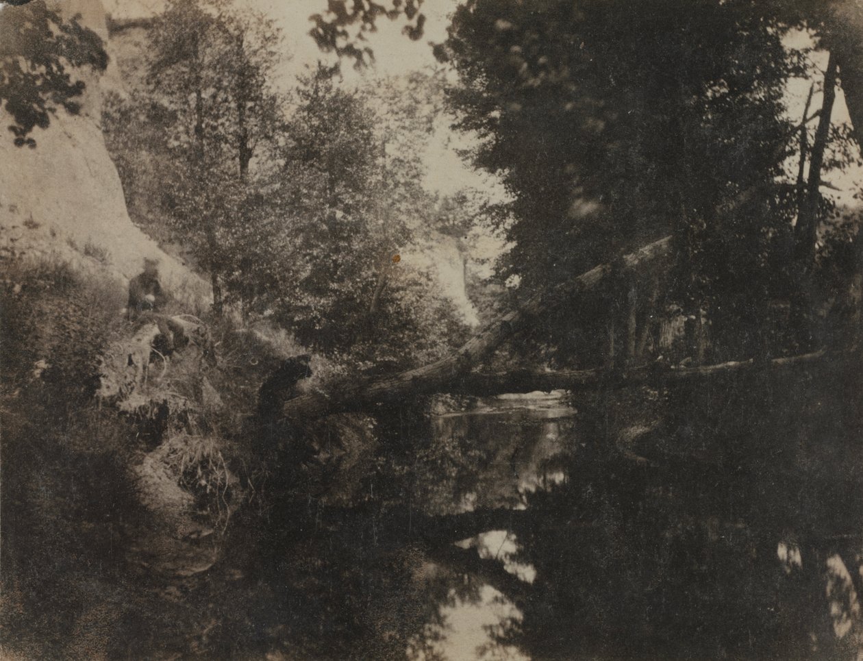 Landscape with Seated Figure on Stream Bank by Frank Chauvassaignes
