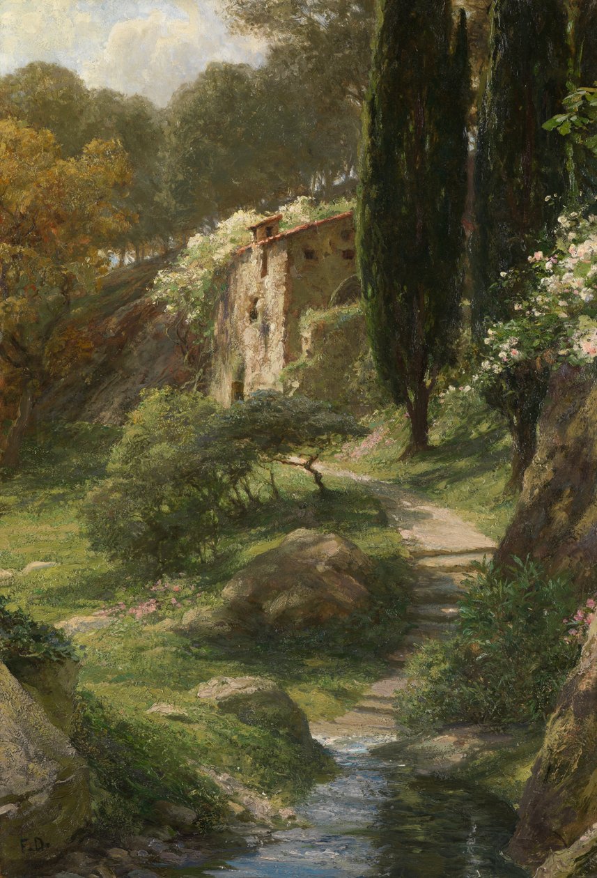 The Old Mill at La Mortola by Frank Dicksee