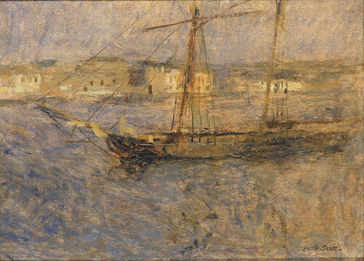 Ships at Anchor, Cherbourg no. I by Frank Edwin Scott
