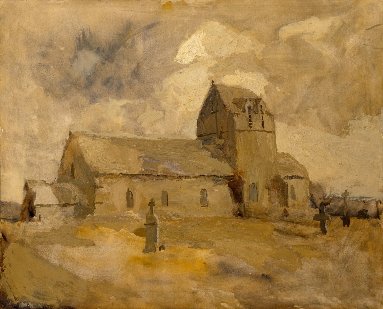 Village Church and Cemetery, Brittany by Frank Edwin Scott