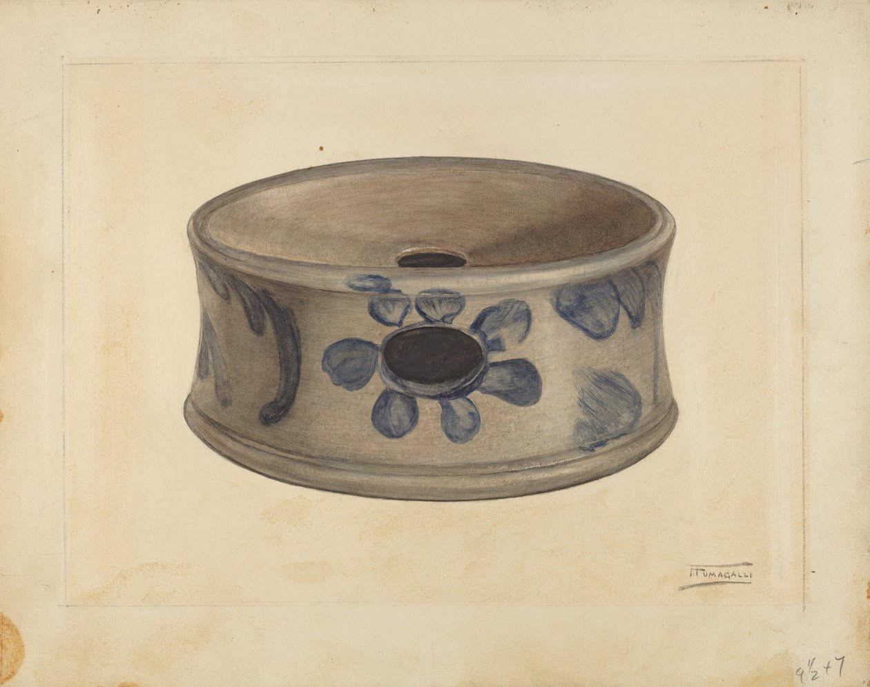 Grey Stoneware Cuspidor by Frank Fumagalli