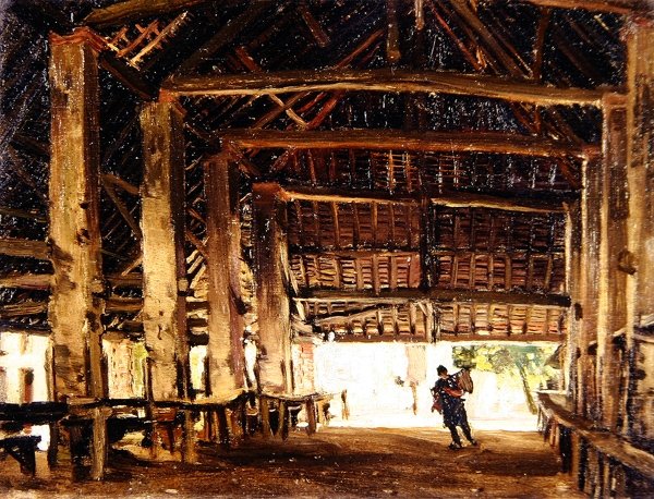 The Great Barn, Larchant by Frank Lewis Emanuel