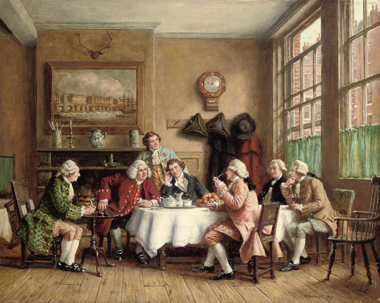 Dr Johnson at the Cheshire Cheese, Fleet Street by Frank Moss Bennett