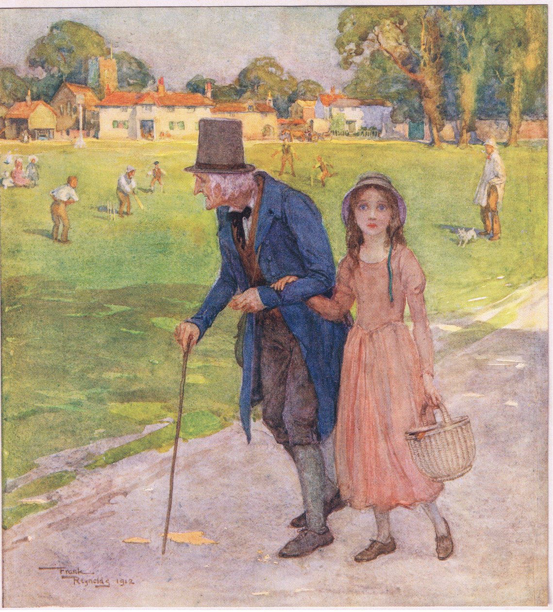 It was a very small place. The men and the boys were playing cricket on the green by Frank Reynolds