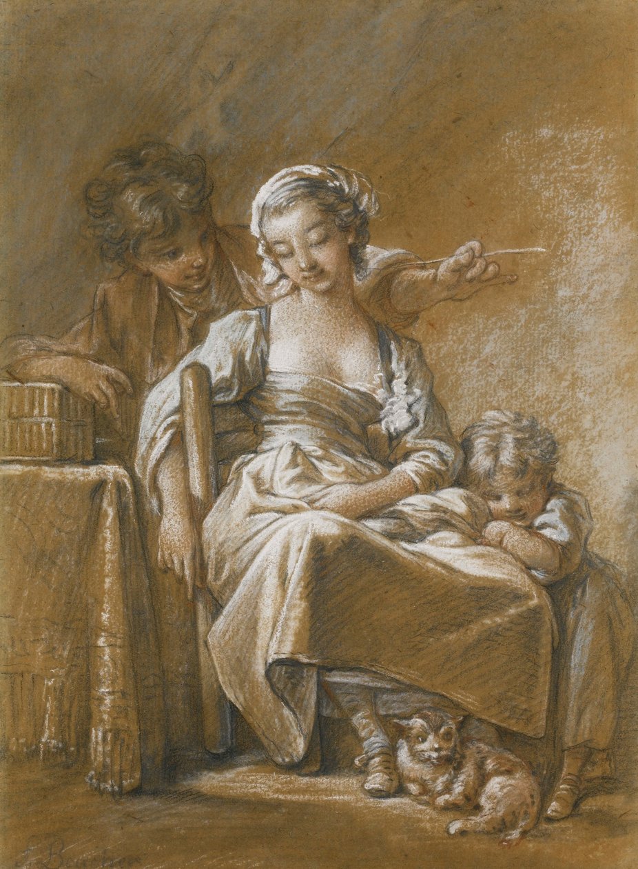 A Young Woman Asleep in a Chair by François Boucher