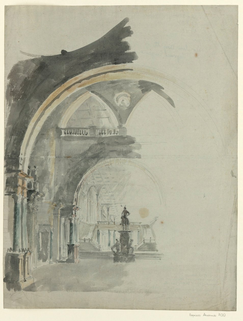 An Antic Gallery - Sketch for the Decor of the Second Act, Opera Lodoïska by Cherubini, First Performed at the Théâtre Feydeau in Paris on 18 July 1791 by François Verly