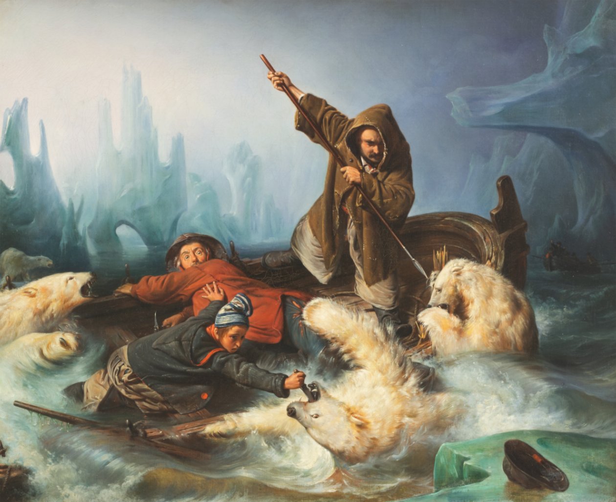 Fighting Polar Bears, 1839 by François August Biard