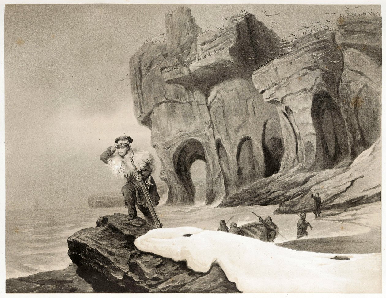 Bear Island from Voyages en Scandinavie, en Laponie, au Spitzberg et aux Feroe, pub. 1852 by François Auguste Biard
