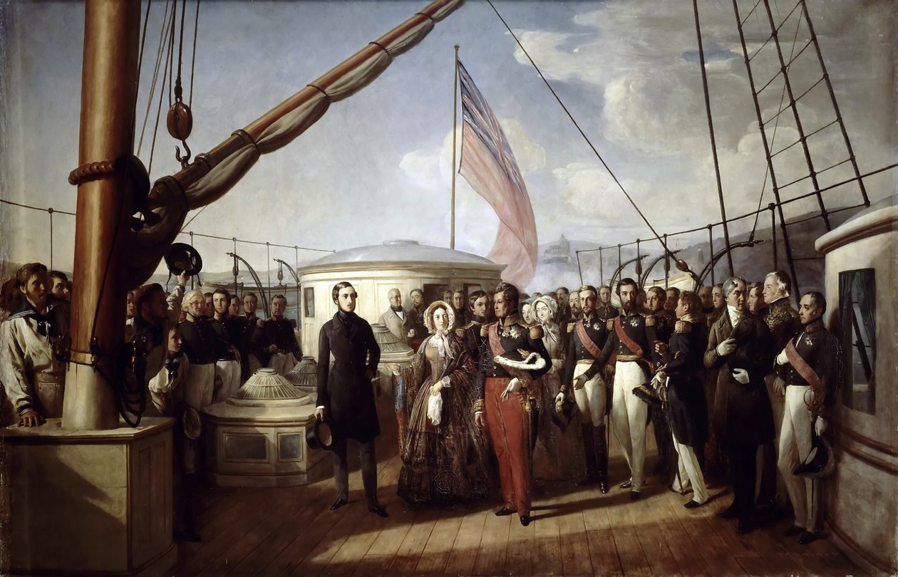 Queen Victoria received King Louis Philippe I on board the Royal Yacht, 2 September 1843 by François Auguste Biard