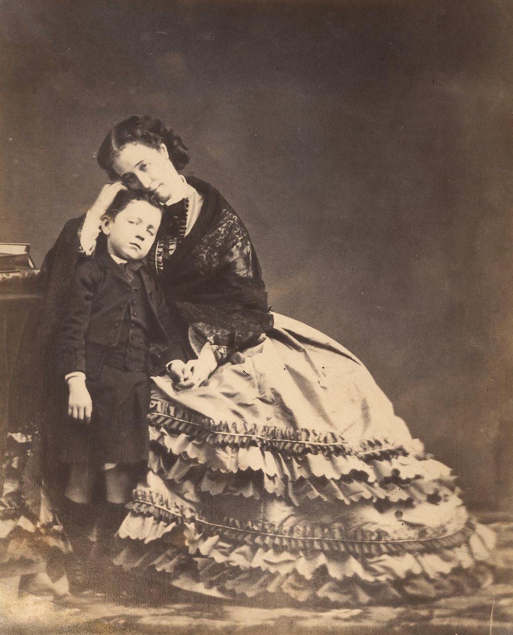 Empress Eugénie and the Prince Imperial, 1862 by François Benjamin Maria Delessert.