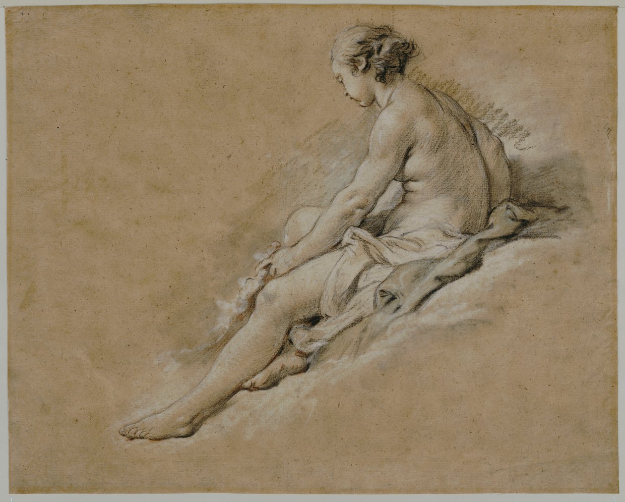 A Seated Nude Girl by François Boucher