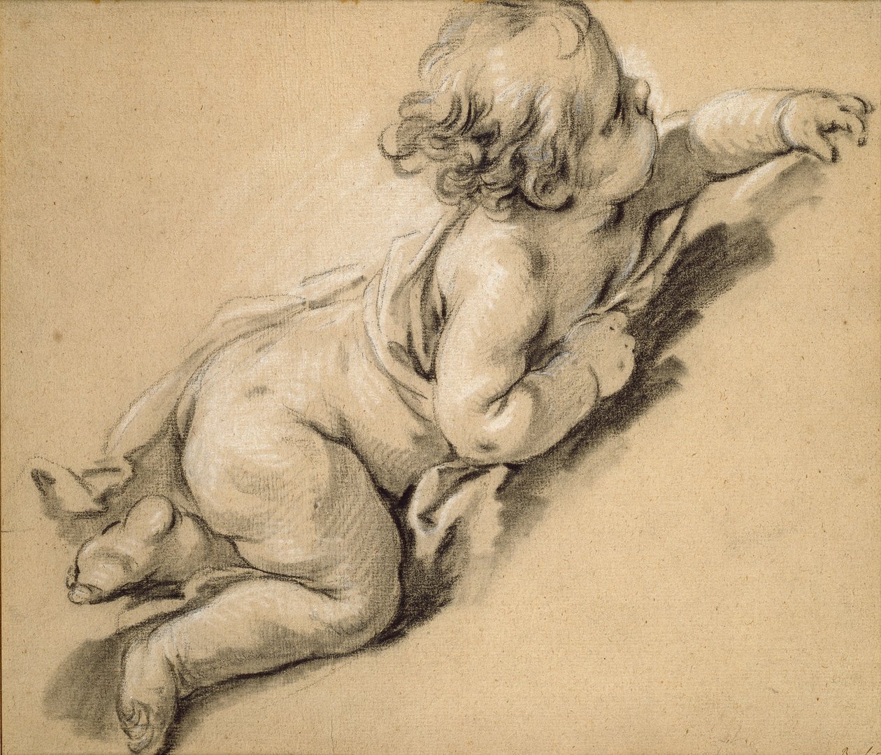 A Putto Reclining to Right, mid 18th century by François Boucher