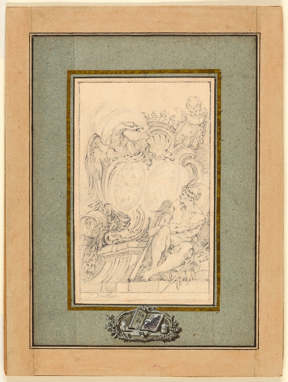 Armorial Bookplate for Crozat, Baron de Thiers by François Boucher
