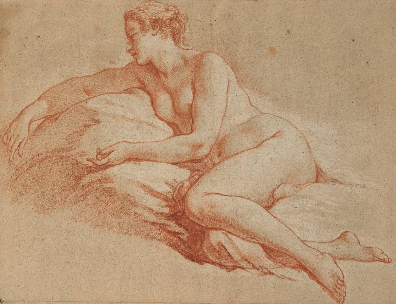 Reclining Nude Woman, Turned to the Left by François Boucher