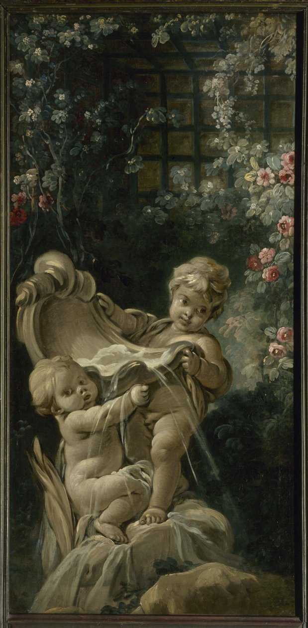 Fountain with Two Cupids, One Kneeling, Between 1765 and 1770 by François Boucher