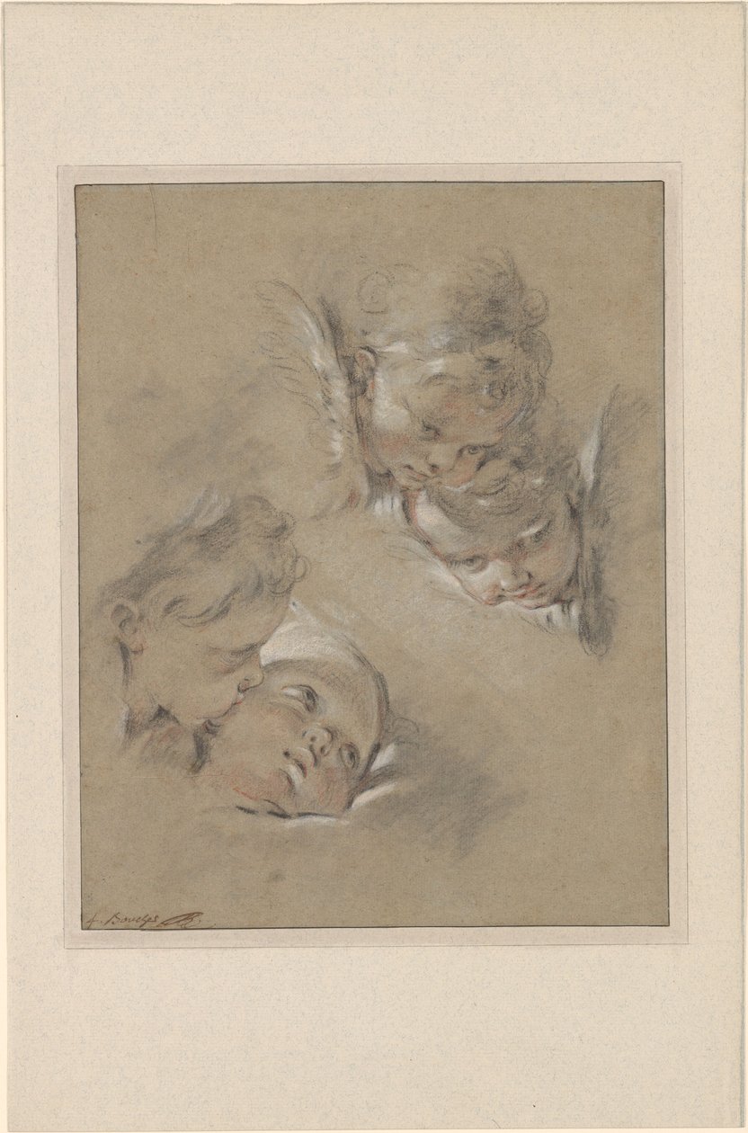 Four Heads of Cherubim by François Boucher