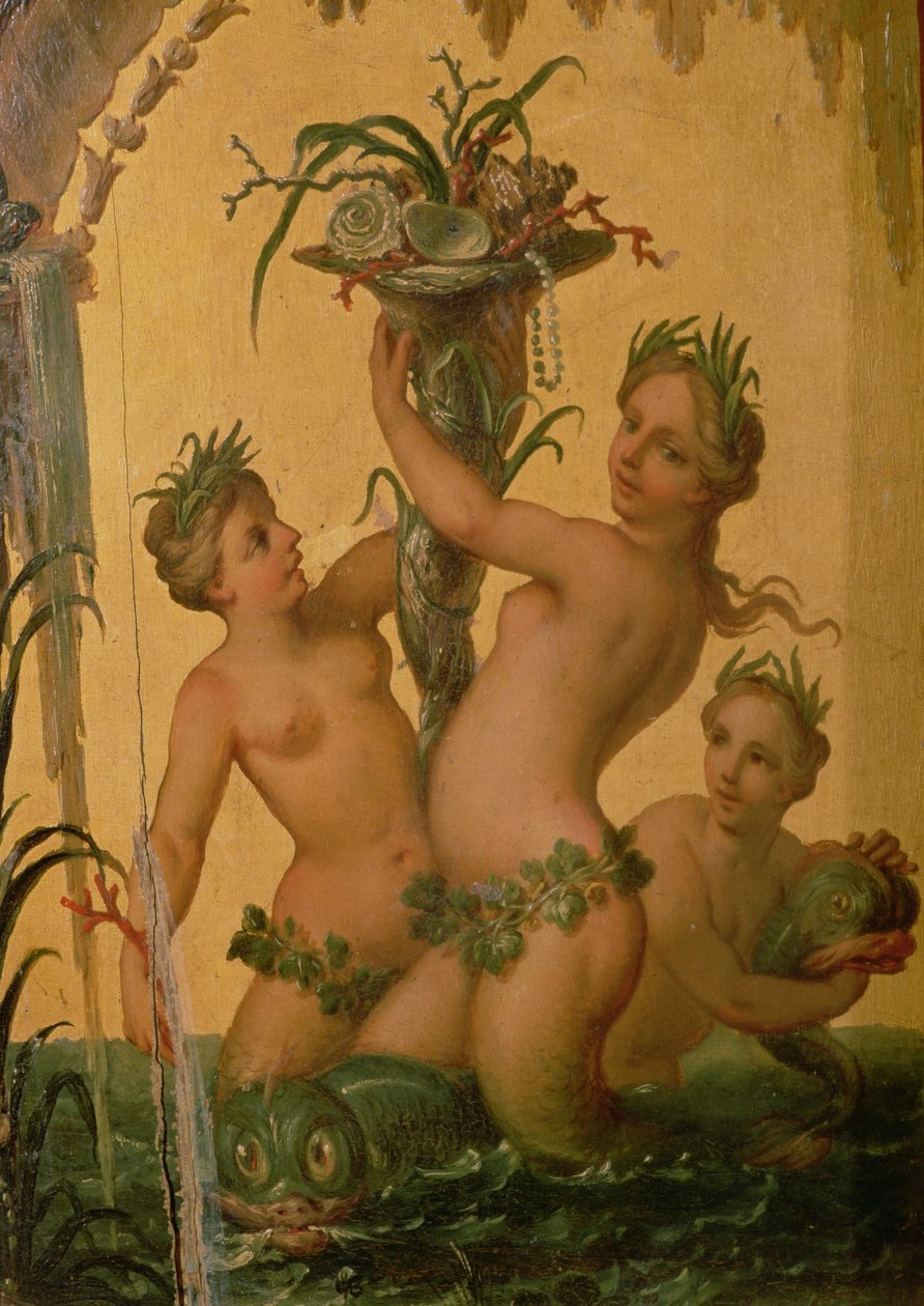 Sirens Holding a Cornucopia (detail) by François Boucher