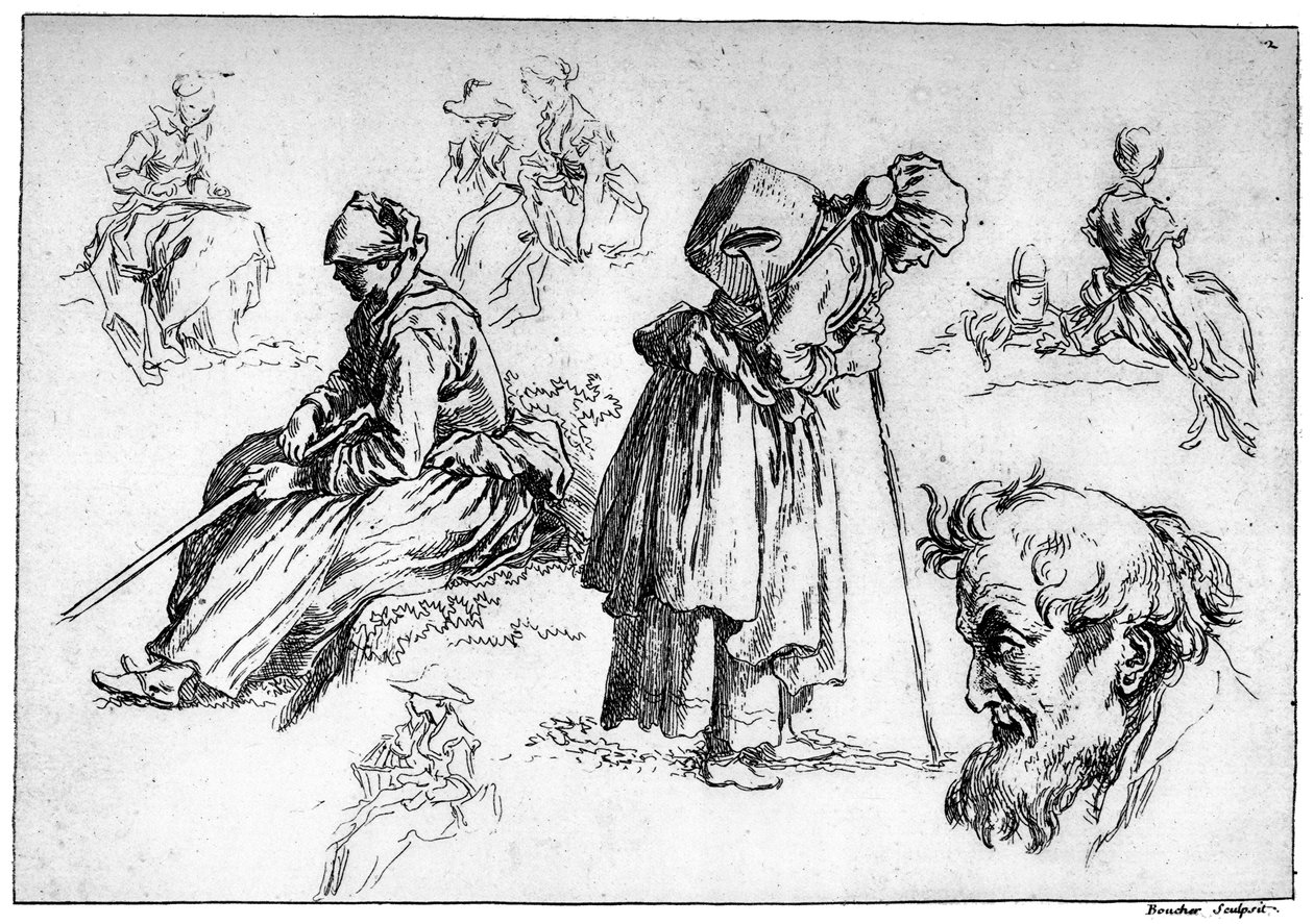 Diverse Figures, c1720-1770, 1924 by François Boucher
