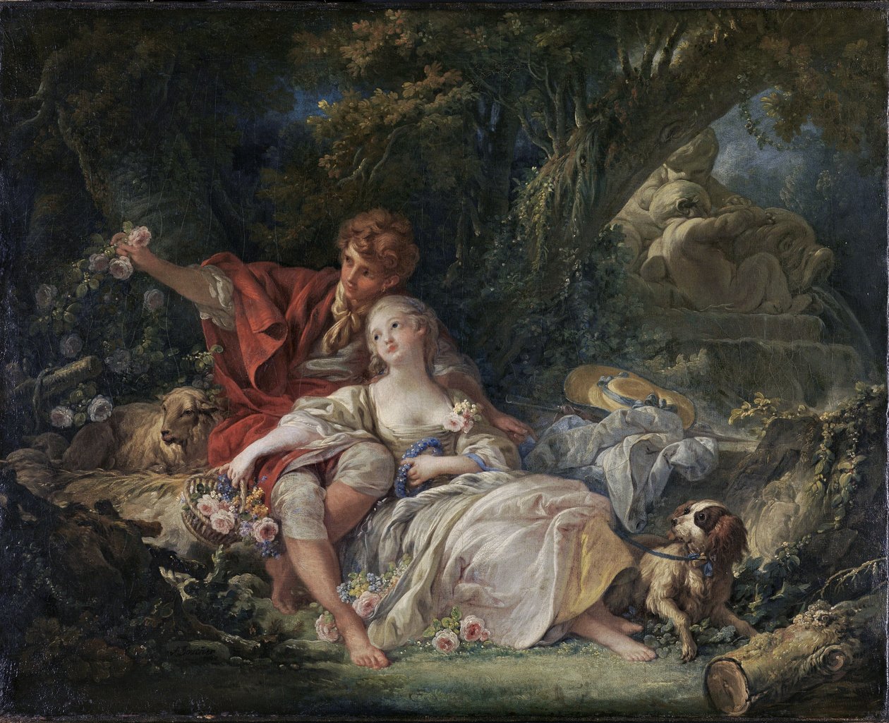 Shepherd and Shepherdess Pastoral by François Boucher
