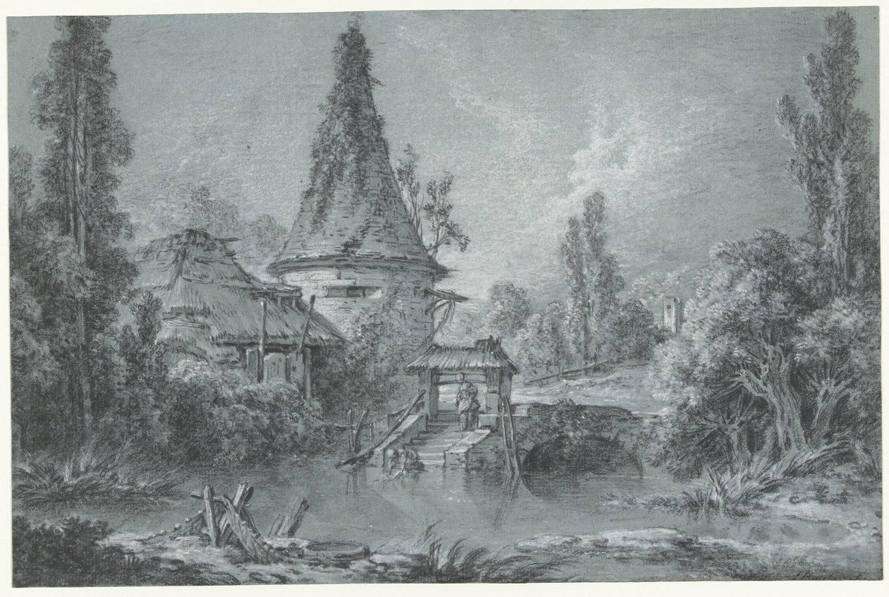 Landscape with a Tower, in the Vicinity of Beauvais by François Boucher