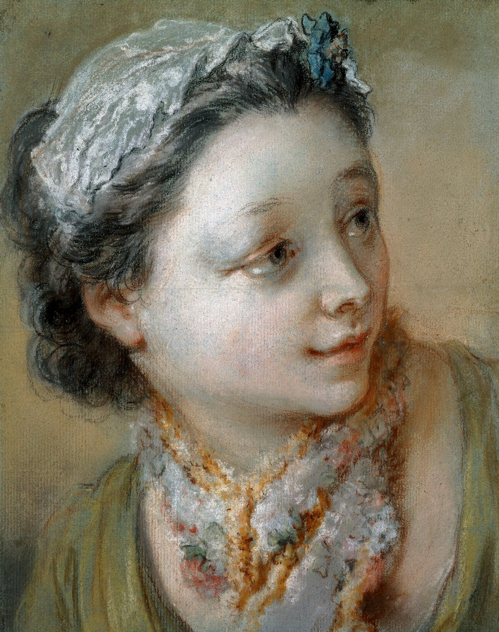 Portrait of a Young Girl, bust-length, her Head turned to the Right by François Boucher