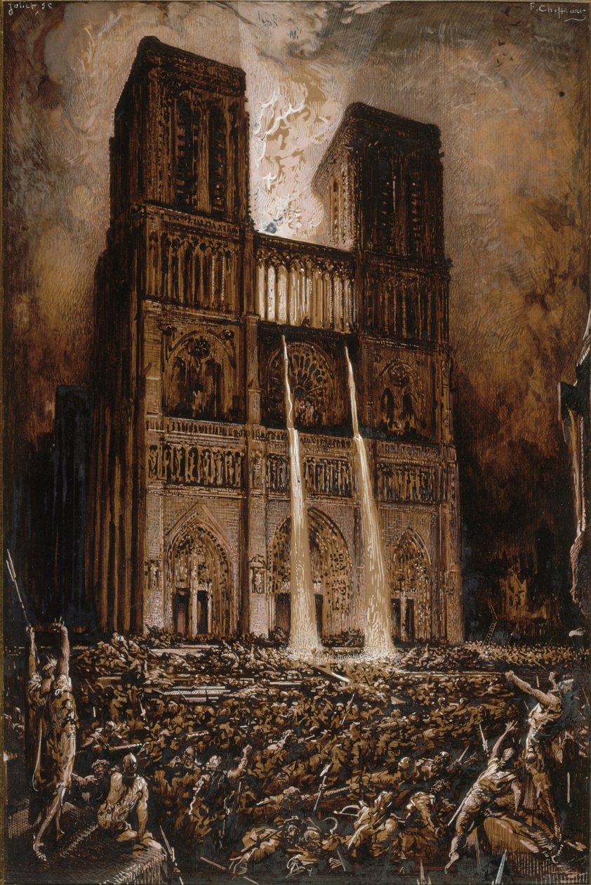 Attack on Notre-Dame. The Hunchback of Notre-Dame by Victor Hugo by François Chifflart