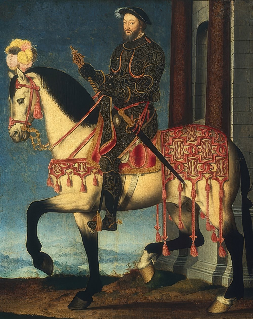Equestrian Portrait of Francis I, King of France. c. 1540 by François Clouet