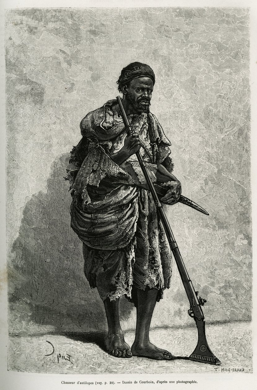 Antelope hunter (Engraving by Courboin to illustrate the Algerian Sahara by V. Largeau) by François Courboin
