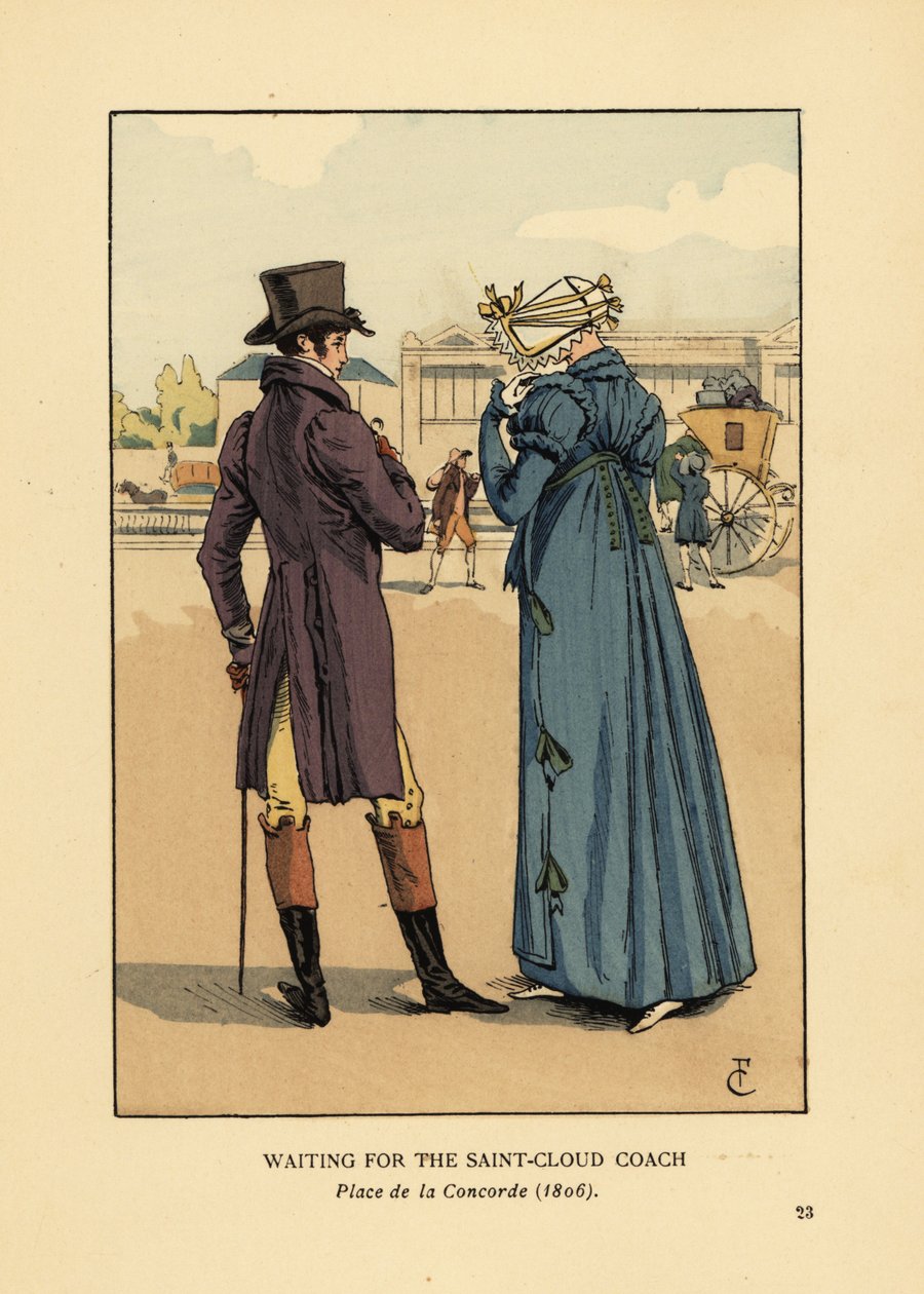 Couple Waiting for the Saint-Cloud Coach, Place de la Concorde by François Courboin