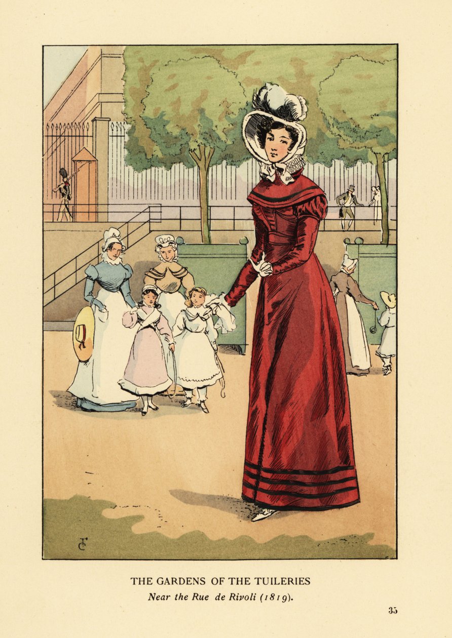 Woman strolling in the Gardens of the Tuileries, near the rue de Rivoli by François Courboin
