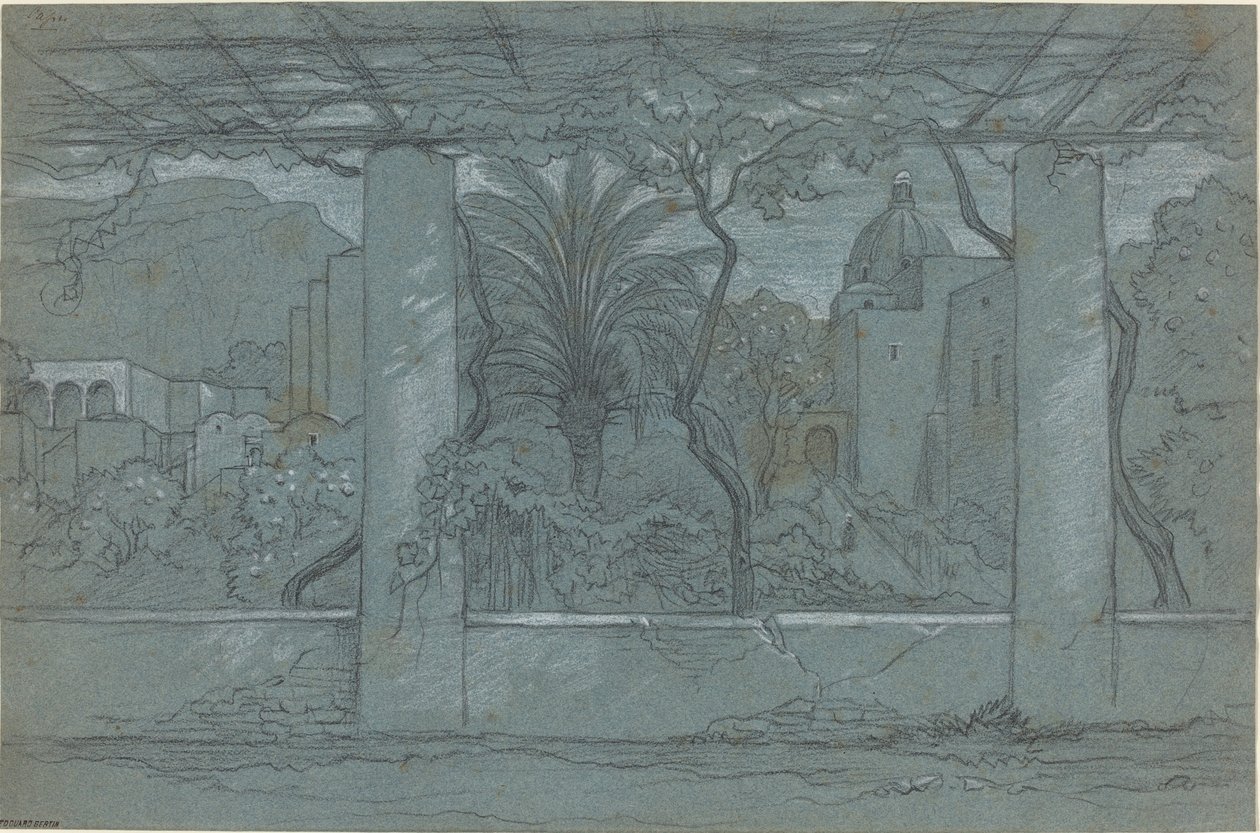 A Terrace and Garden on Capri by François Edouard Bertin